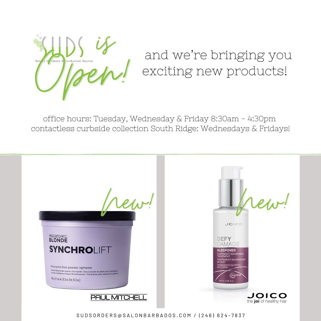 SUDS is happy to be back! And we’re introducing 2 new products to our stock. JPM SynchroLift bleach powder, and Joico’s …