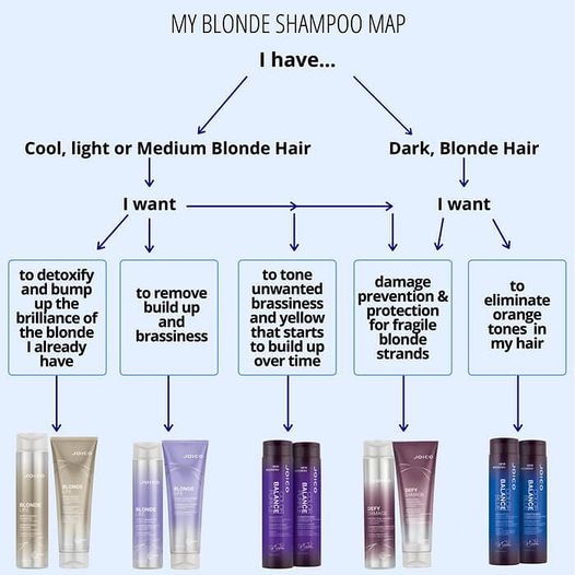 If you have blonde hair and are unsure which shampoo is right for you, Joico has drawn a map to help point you in the ri…