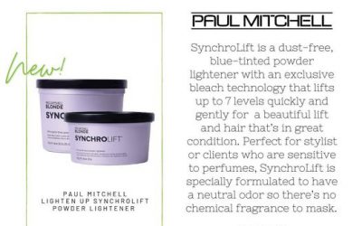 Try our new Paul Mitchell SynchroLift lightening powders. Comes in 2 sizes. Lifts hair up to 7 levels gently with NO odo…